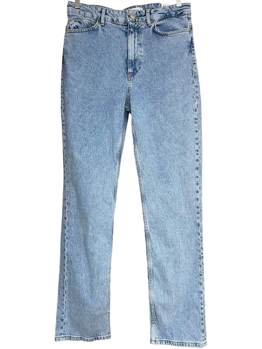 Zara High Rise Straight Jeans Light Blue